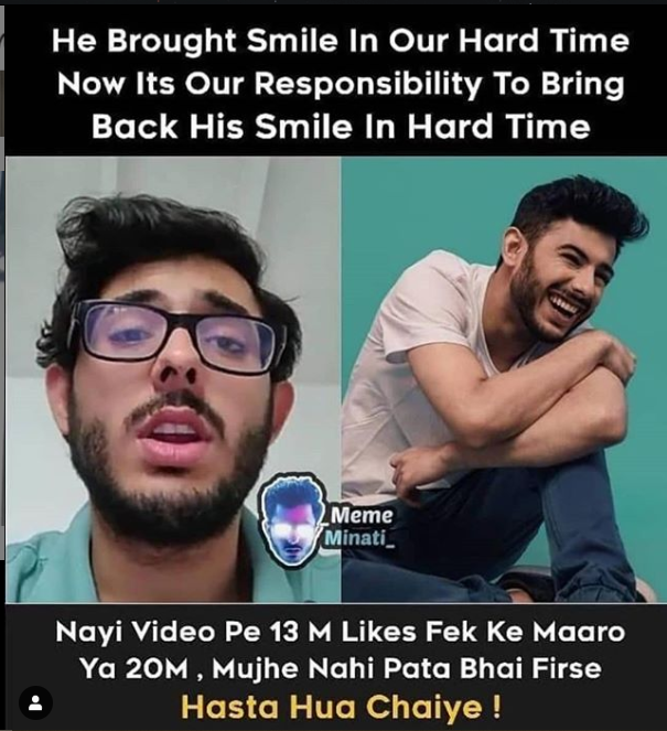 deepakssolanki1's tweet photo. #20MFORCARRY #carryminativideoback #20Mforcarryminati #20mcarry #20MLikesForCarry @CarryMinati https://t.co/INbdKgmGFG