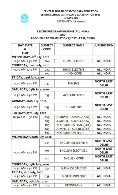 ClassesIlluster's tweet photo. #CBSE releases date sheet for class 12th board examinations for the remaining papers.

#education 
#illusterupdate
#class12
#cbseboard12 https://t.co/ogbZrIMtl0