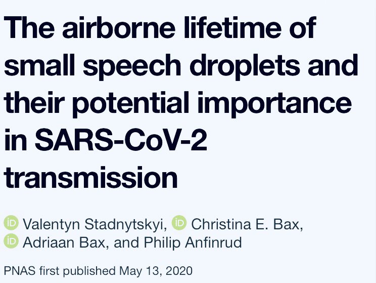 You can read the full report about the dangers of air droplets from speech for yourself here:  https://www.pnas.org/content/early/2020/05/12/2006874117