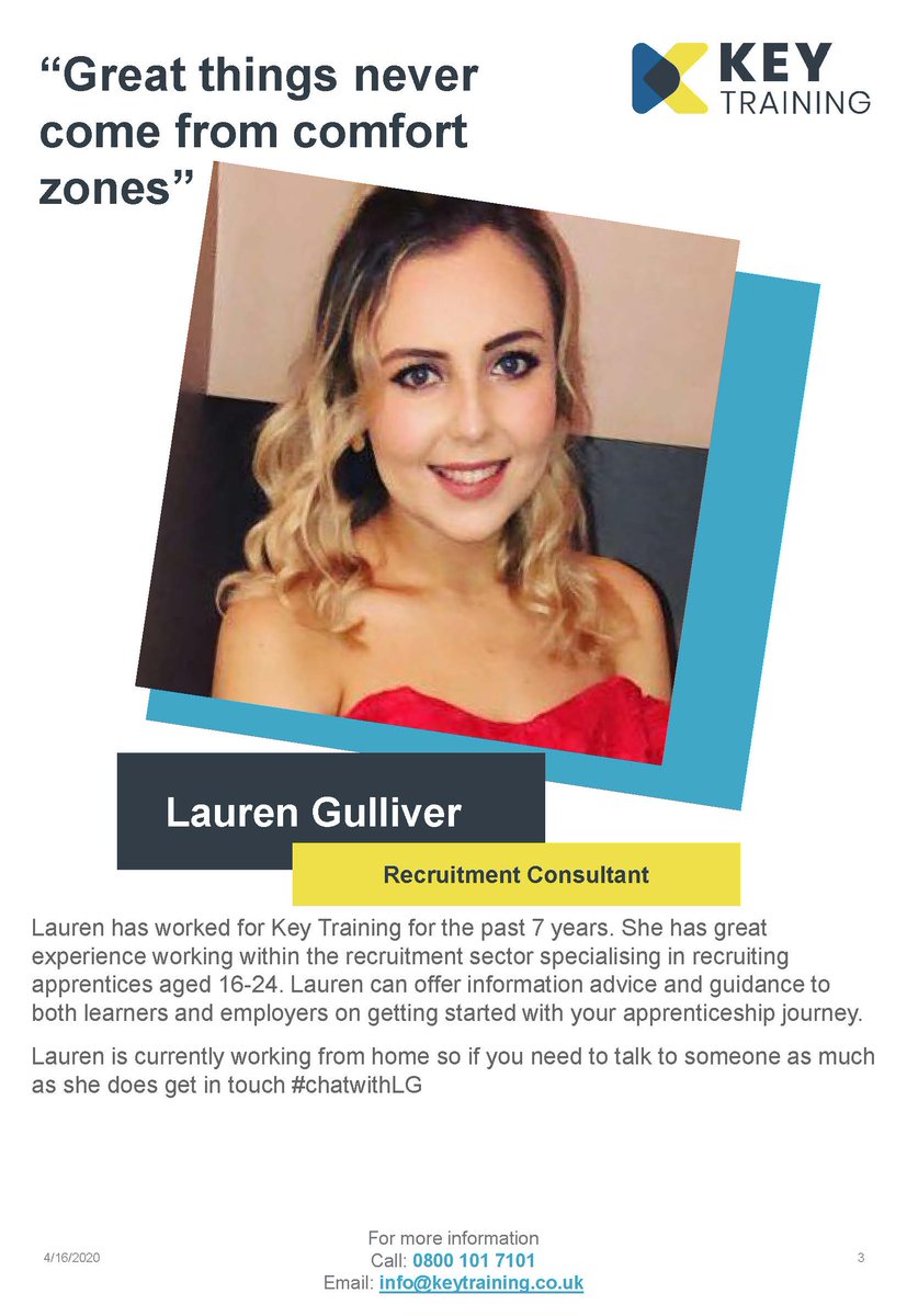 CharlieVBlack's tweet photo. Say Hi to another one of my team, Lauren has so much knowledge on apprenticeships and would love to talk to you about making apprenticeships part of your business strategy.

#KeyTraining #apprenticeships #businessstrategy #chatwithLG https://t.co/zreZg8yzB5