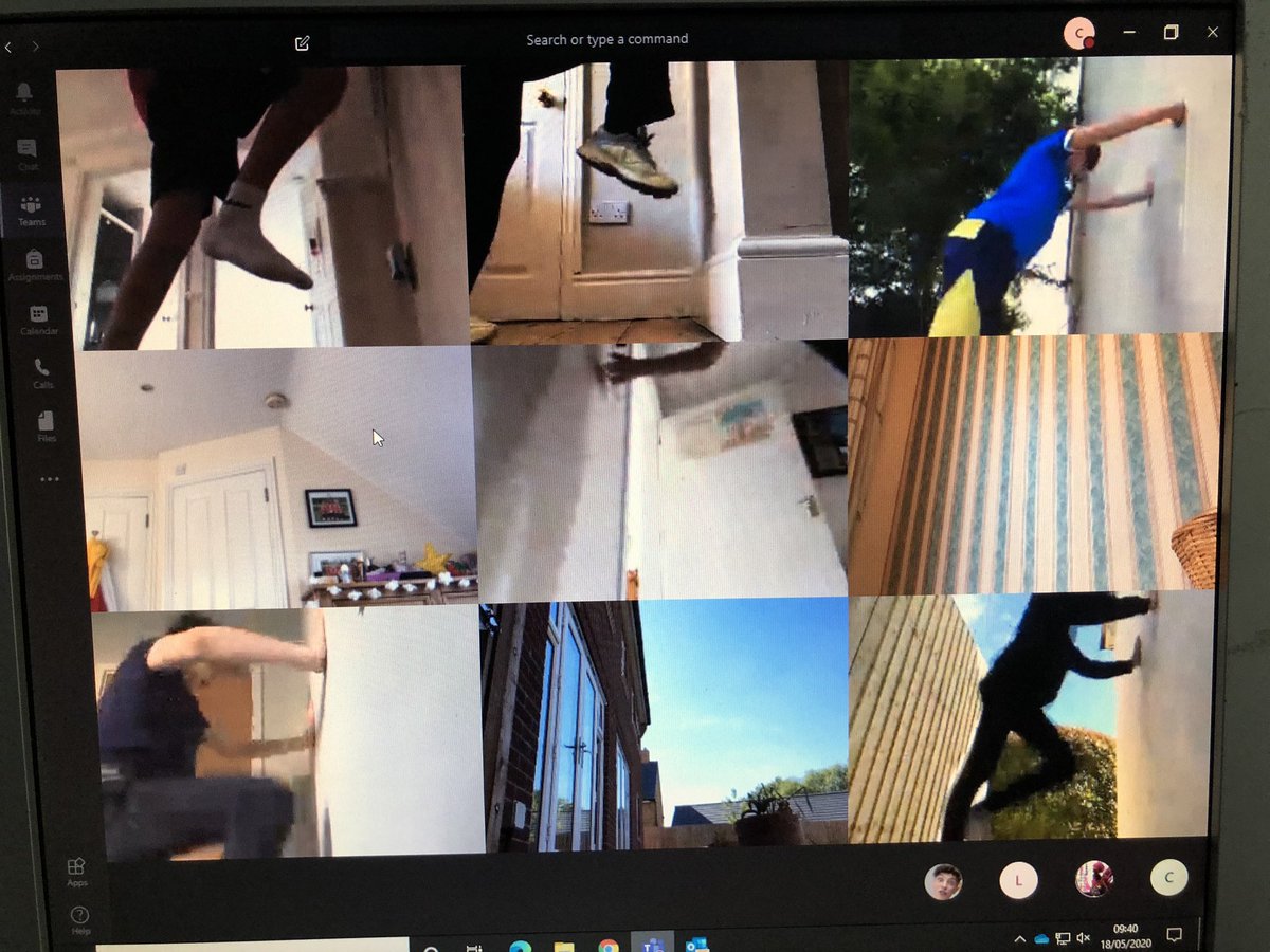MPS_Sport's tweet photo. Very excited to see @MicrosoftTeams have increased the screen view to 9 this morning for our Year 8 PE lesson. looking at sprint technique and leg change speed in this shot 🦵 👟 #livingonteams #feedback #individualfeedback #virtualsportsday 🥇🥈🥉 https://t.co/ifIvRLnaXx