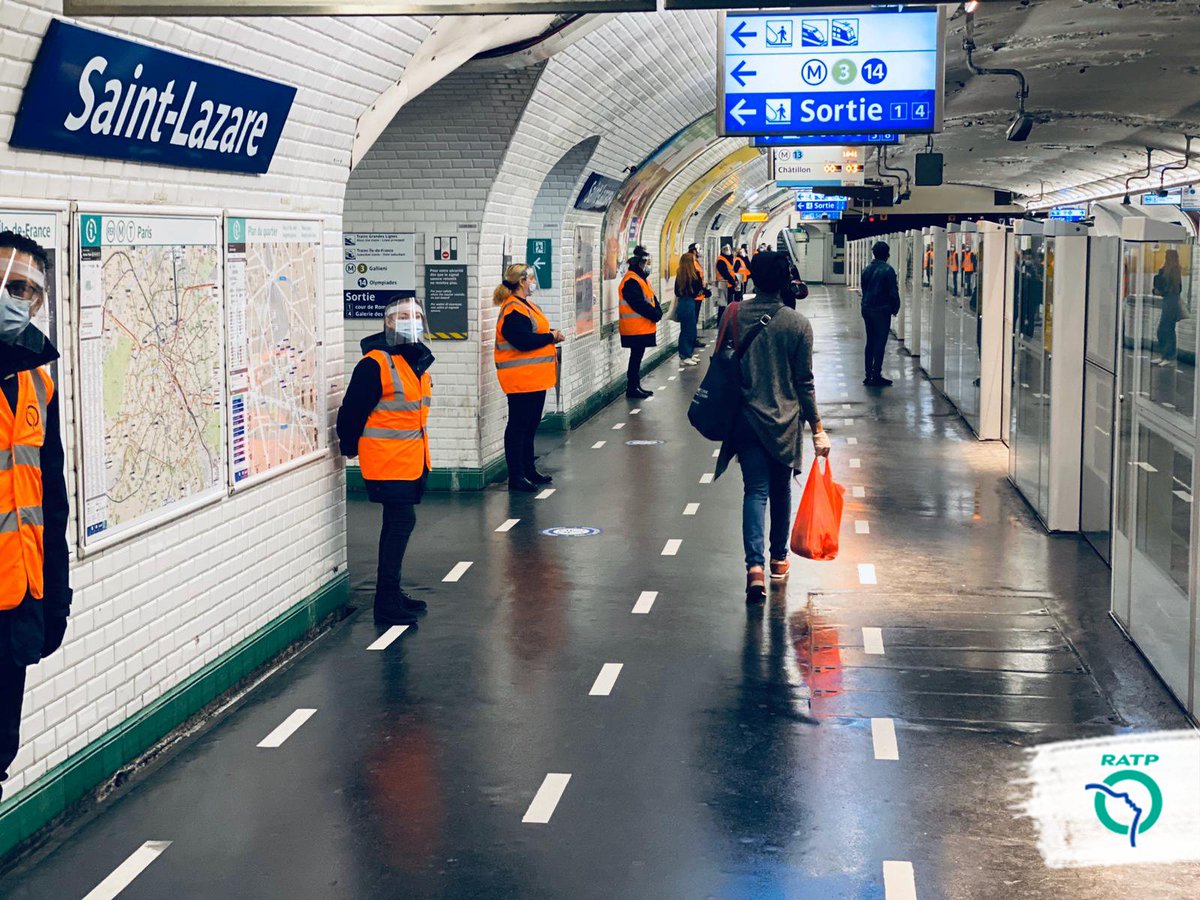 RATPgroup's tweet photo. Starting this week, metro #Line1, #Line13 and #Line14, as well as tram lines #T1 (during peak hours), #T6, #T7 and #T8 will run at normal frequency. https://t.co/6xn7wjlsOQ