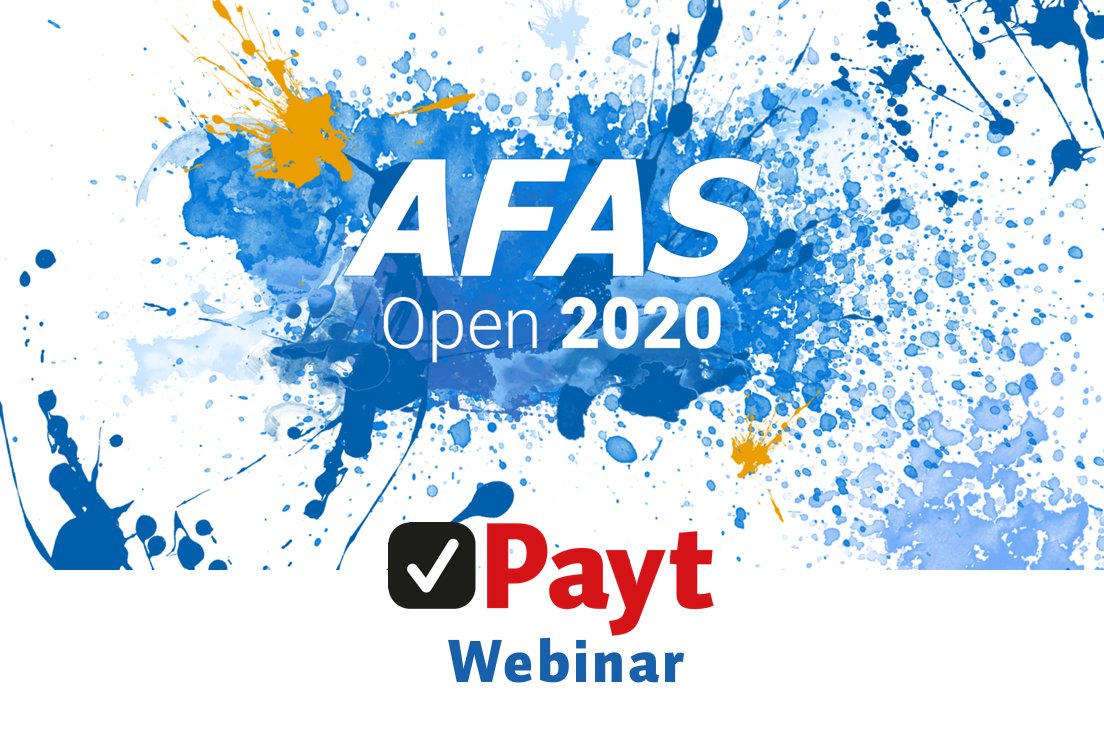 AFAS Software organiseert dit jaar voor haar klanten de allereerste online editie van de AFAS Open. 
Op 26 mei om 13:00 uur start de webinar: 'Optimaliseer debiteurenbeheer met software' van Payt! 

Wilt u hier bij zijn? Schrijf u dan nu in! bit.ly/3bHH3Lx