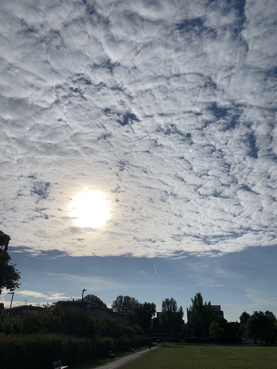 ⁦@NW2_RA⁩ ⁦@WillGreenRA⁩ ⁦@cipcricklewood⁩ Amazing clouds and sun burning through them. #GladstonePark #Earlymorningwalks