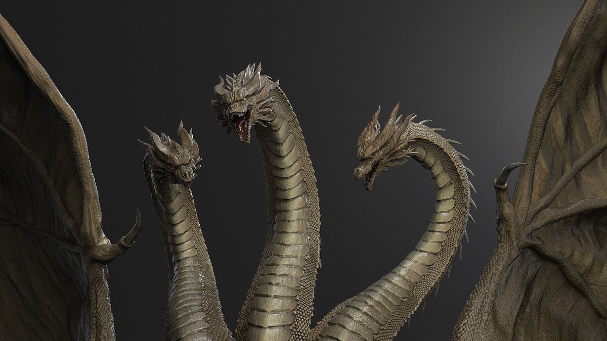 clown_R_T's tweet image. キングギドラ完成！
#Godzilla #ゴジラ #zbrush #3DCG