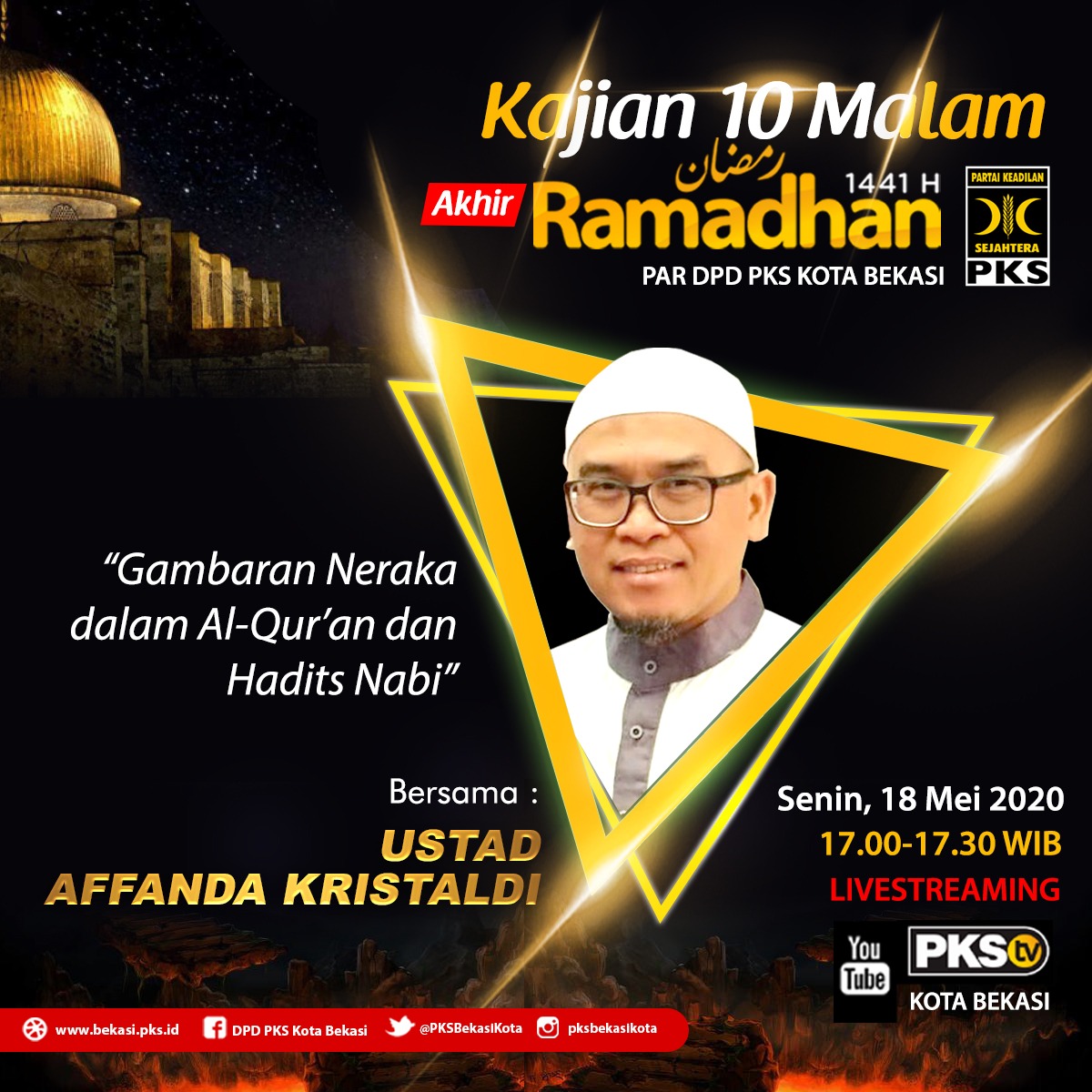 DpcMedansatria's tweet photo. Kajian OnLine
10 Hari Terakhir Bulan Ramadhan Bersama Ust.Affanda Kristadi
Hari ini, Senin 18 Mei 2020
Pukul : 17:00 -17:30 https://t.co/SussHL98dM