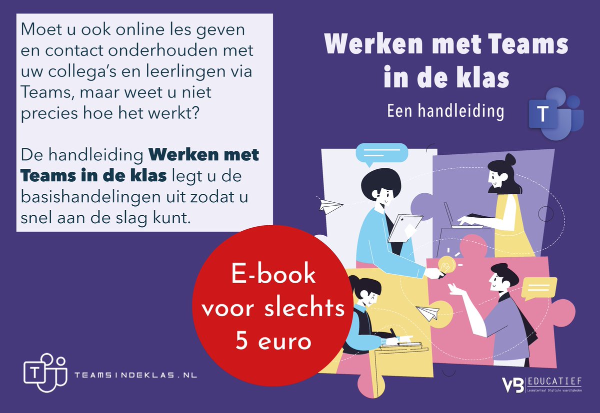 Voor leraren en docenten die moeten lesgeven met Teams is er nu een handleiding om snel aan de slag te kunnen. Koop dit e-book voor slechts 5 euro!
