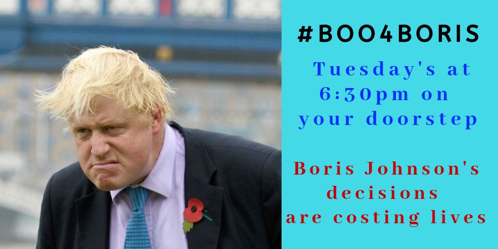 RespectIsVital's tweet image. Instead of clapping for carers, @iainlee suggested a nationwide booing of Boris Johnson every Tuesday.

His ineptitude &amp;amp; dithering has cost people their lives.

Tomorrow at 6:30pm, please take to your street for the inaugural #Boo4Boris.