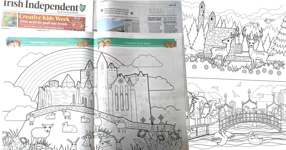 Want to keep the kids busy this week? I have illustrated the Irish landmark themed coloring pages each day this week in the Creative Kids pull-out in the @Independent_ie @Lizzy_Kearney @illustratorsIRL #illustration #StayAtHome #BoredomBusters
