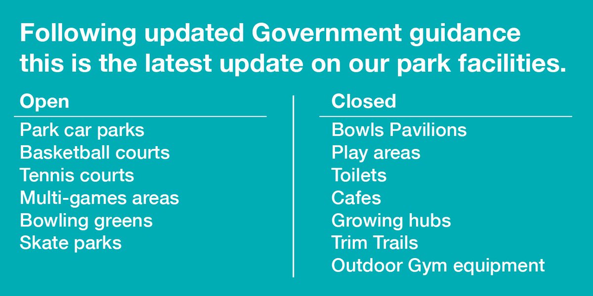 OldhamCouncil's tweet photo. This is what facilities are open and closed in our parks and green spaces. If you are visiting remember to social distance at all times. https://t.co/44rbiMDRjV