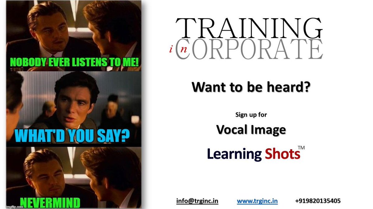 ReginaF2020's tweet photo. Join us tomorrow and learn how you can leverage your voice to make a positive, lasting impression!

Tuesday, 19th May, 4pm - 5:15pm.

Register here: https://t.co/jo6x7jou0L
Have questions? Connect with us on Whatsapp +91-9820135405 or email us at info@trginc.in

#DigitalLearning https://t.co/FmneI8Buoh