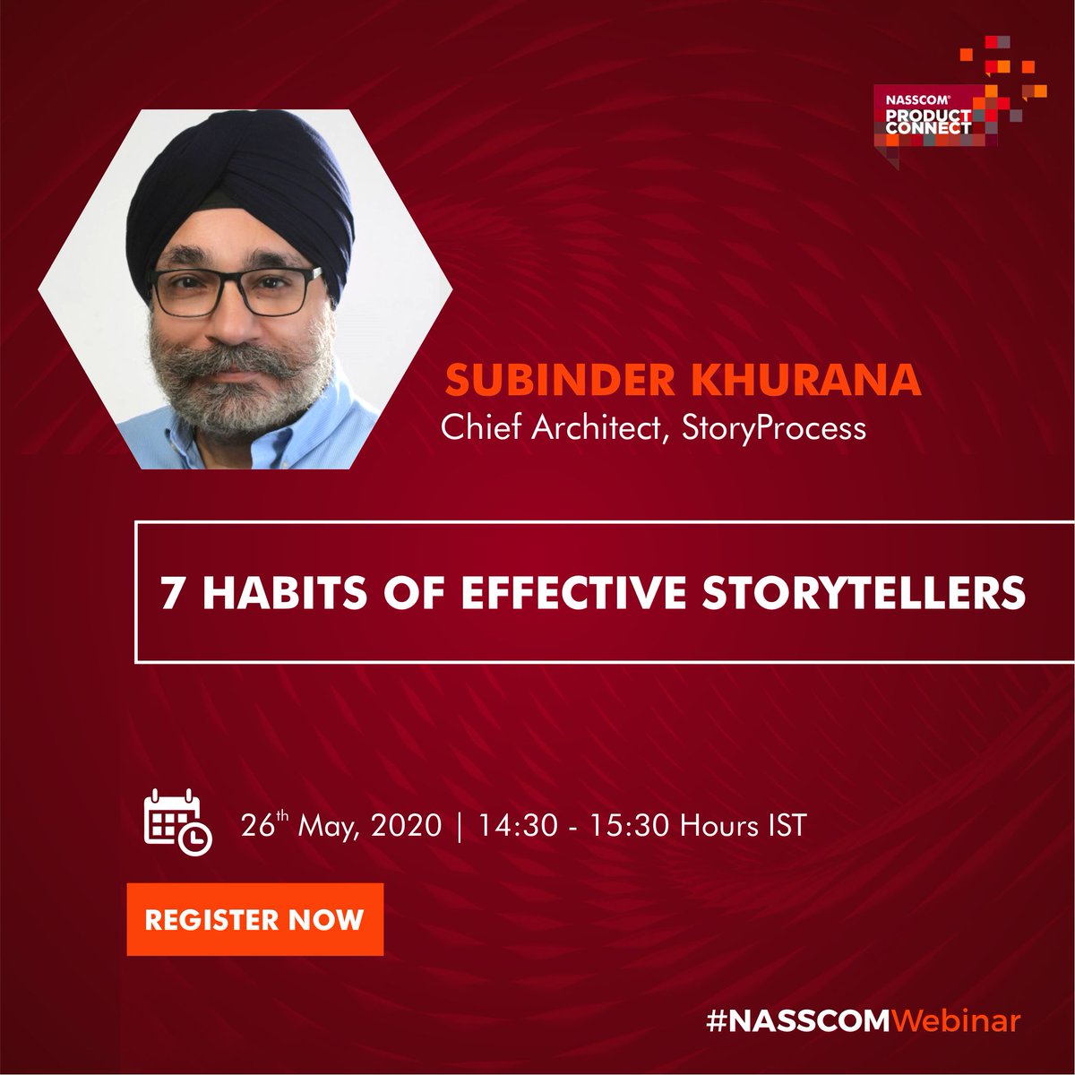 #Storytelling is a must-have skill for succeeding. Learn about the 7 effective habits of storytellers in our upcoming #NASSCOMwebinar by @SubinderKhurana, Chief Architect, StoryProcess, to engage, persuade & inspire! Join now - bit.ly/2LDPTzm #Indiaproductified #product