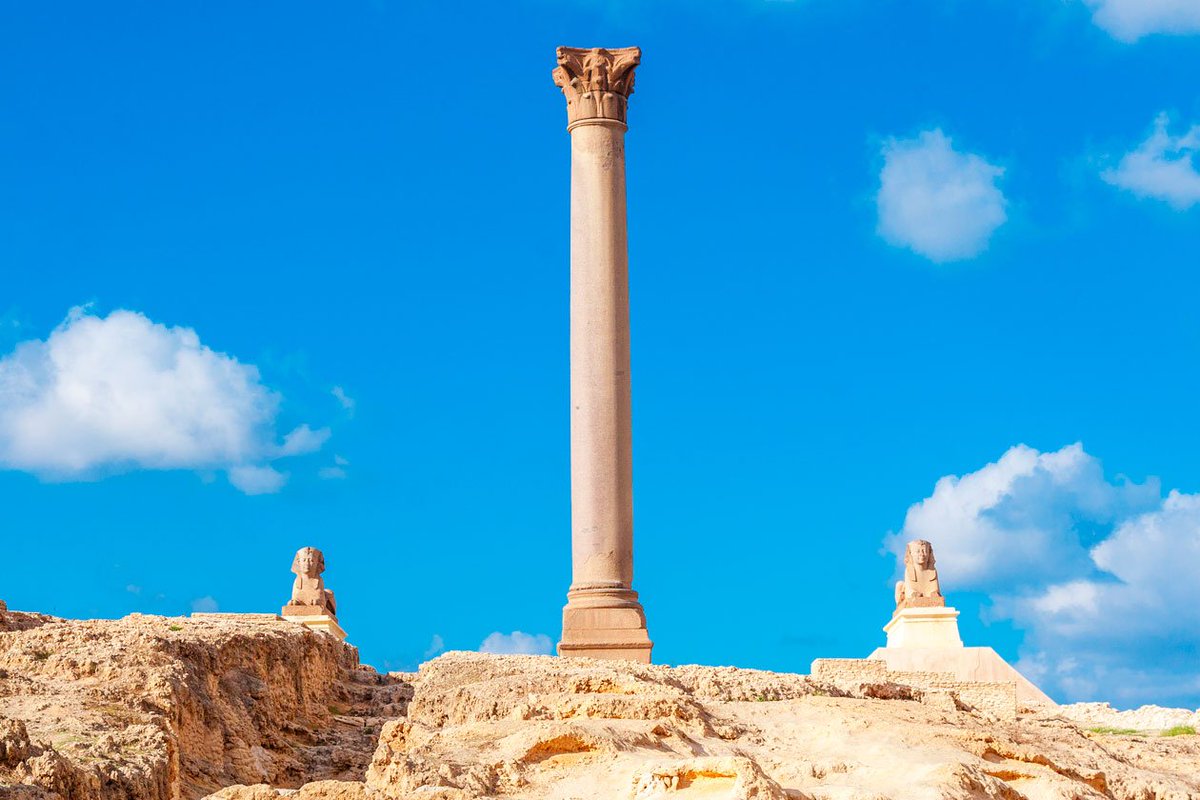 13. The so-called 'Pompey Pillar' is the biggest memorial column in Egypt.Today the only single column marks the site of what was once a huge and elaborate temple: the Serpaeum of Alexandria.