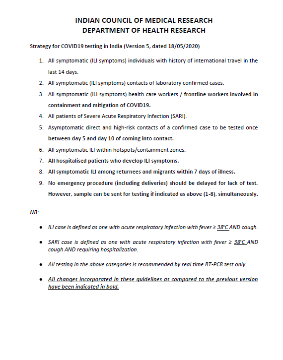 ANI's tweet photo. Indian Council of Medical Research (ICMR) releases a revised strategy for #COVID19 testing. https://t.co/JvhMd7kMHI