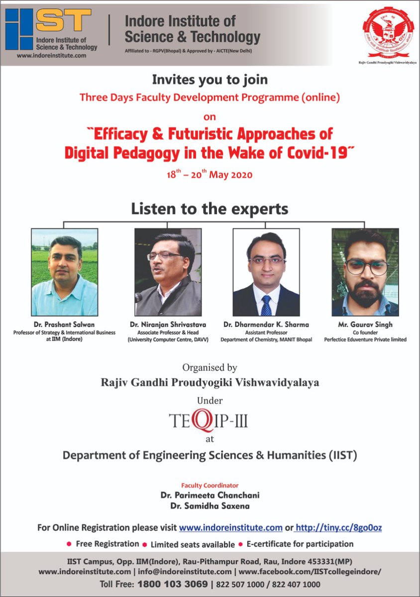 raghuveervr's tweet image. Special Session by Perfectice Eduventure as a part of the FDP organized @ IIST. &quot;Challenges and Opportunities in Online Teaching Learning and Assessments&quot;. Getting the faculty prepared for the needs of the future.  #Engineeringwithadifference