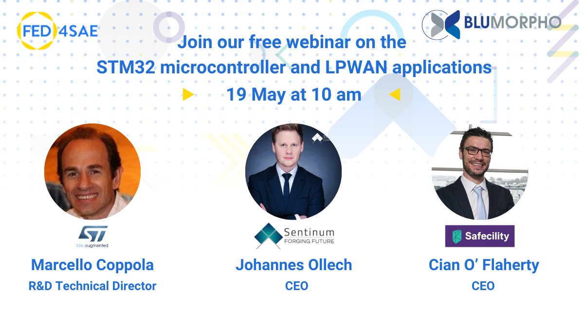 BlumorphoSAS's tweet photo. Want to find out how the STM32 microcontroller enables LPWAN applications? Join the discussion with @STMicroelectronics, @Safecility, and @SentinumGmbH, 2 success stories from @Fed4SAE. https://t.co/MF3Jtk1ljR
#DigitalTransformation #H2020 #IoT #smartcities #smartbuildings #CPS https://t.co/K048Jl6DAC