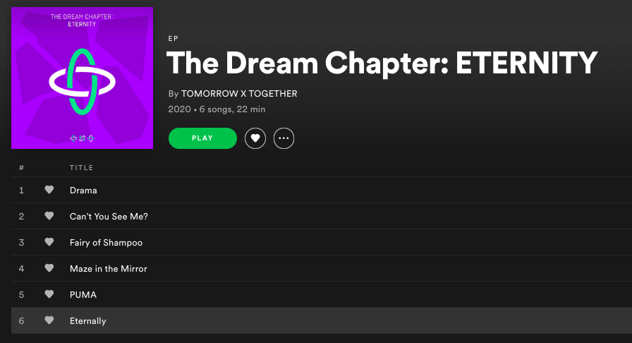 sevenpurpleyou's tweet photo. Album of the year methinks?
#EternityTODAY
#BurnTheWorldWithTXT
#TXT_ETERNITY_Premiere #TXTIsComingBack
#TheDreamChapter_ETERNITY
#ETERNITYTRACKLIST
#Cant_You_See_Me
#MOAIsTXTsEterntity https://t.co/pUbtJh5E09
