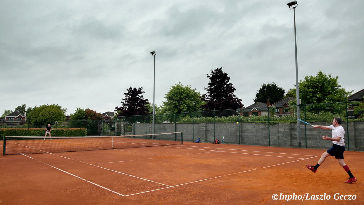 Members of <a href="/LTCNaas/">Naas LTC</a> play a round of tennis this morning while adhering to social distancing and the guidelines in place as tennis courts across the country re-open