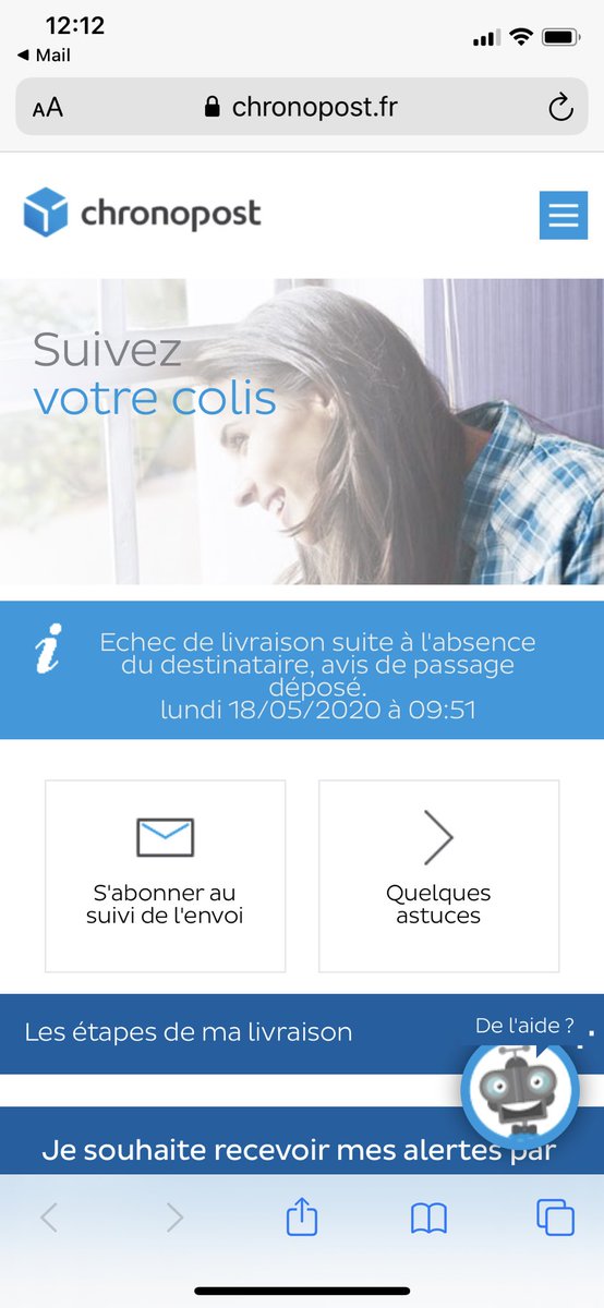 NataliaLopez12's tweet photo. @Chronopost merci d’appeler la prochaine fois. Je vous assure il y aura toujours un échec de livraison si on n’appelle pas la personne, qui est en plus chez soi! 😤 Je vous assure je ne passe pas mes journées à côté de la boîte aux lettres.. https://t.co/uj2EWZjq9B