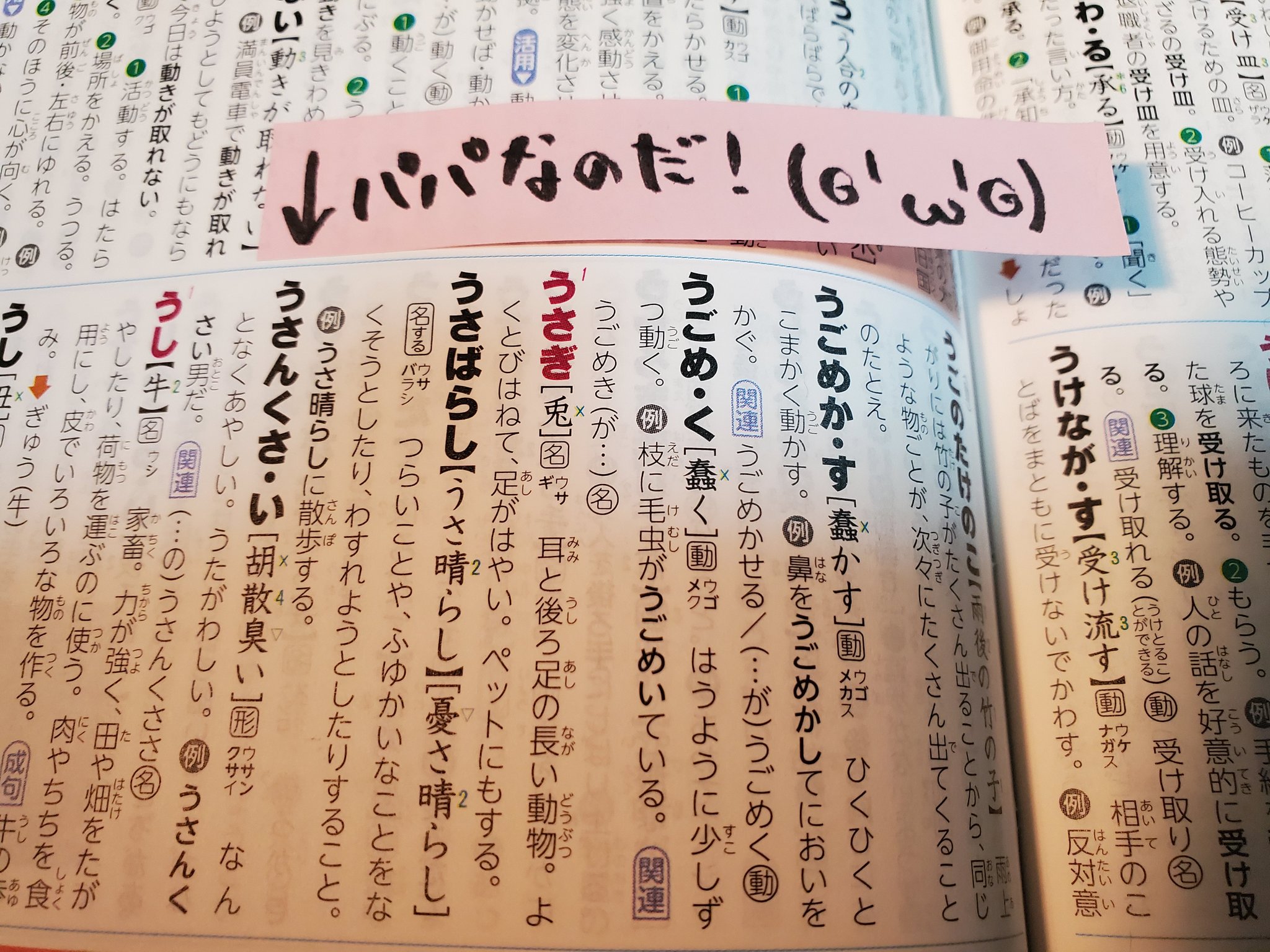 エンジニアの猫 長女が国語辞典の使い方がわからず苦戦していたので 付箋紙を探せゲームを考案した 長女が見つけた付箋紙が指すワードについて ワイがエピソードを話す 長女は今日 うさんくさいという言葉を新たに学んだ T Co 0n7m5at4hm