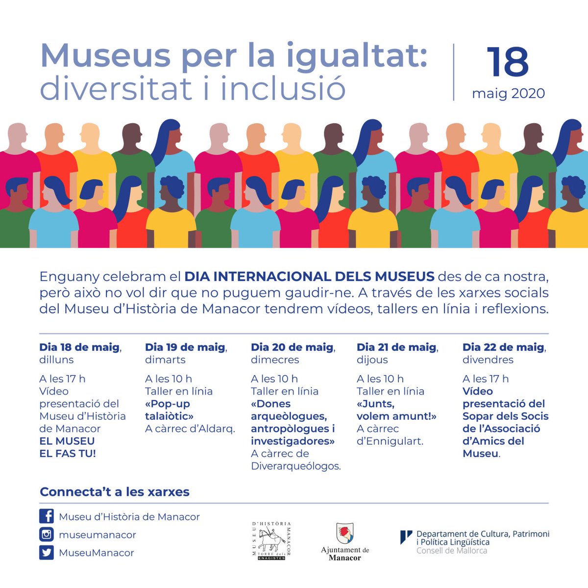 Avui es celebra el #dim2020 i estem encantats de participar un any més en la setmana d’activitats que organitza el <a href="/museumanacor/">Museu d'Història de Manacor</a> 
Enguany en versió “on line” perquè podeu participar tots des de casa...molta salut a tothom i seguim la vida, seguim amb els museus oberts i vius ❤️