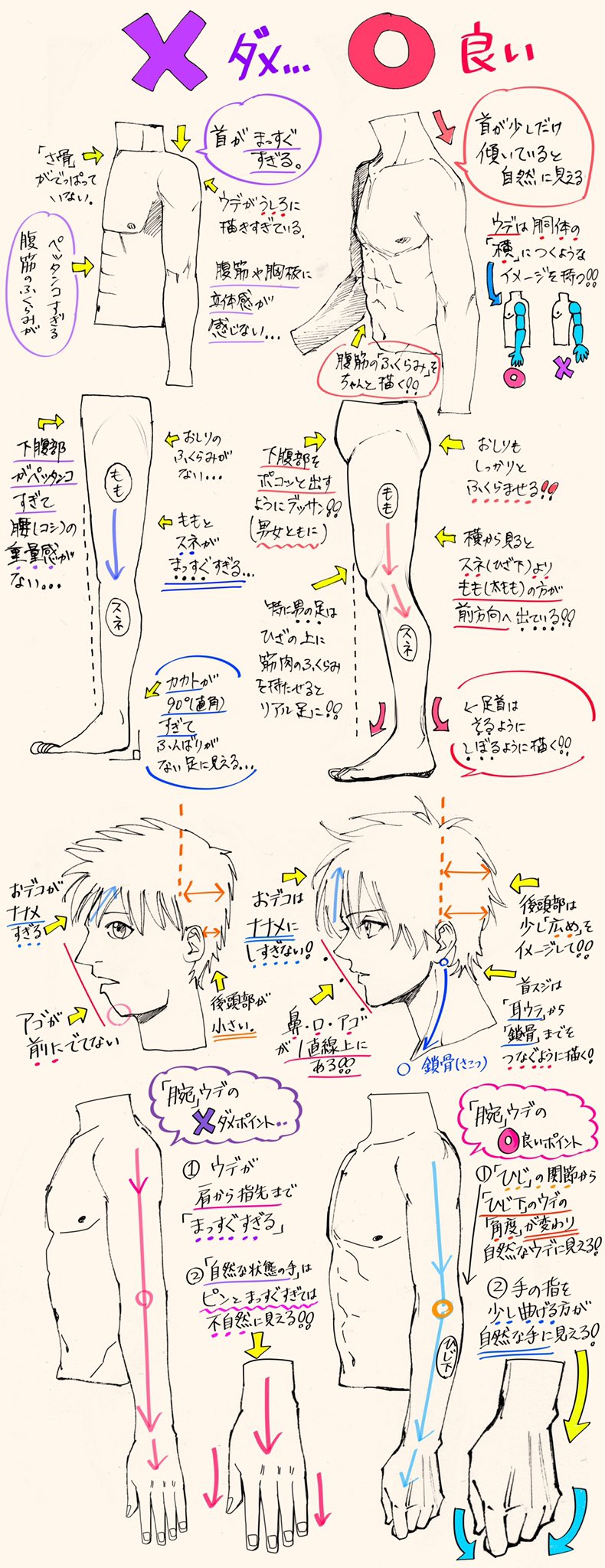 吉村拓也 イラスト講座 V Twitter 横向きの人体が描けない人の 失敗しやすいポイント 上達しやすいポイント T Co X26mbvijii Twitter