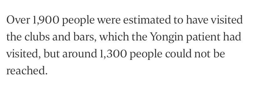 And the main problem is that this may lead to the virus outbreak. and some says it may be bigger than the case in daegu.In 24 hours, there are 18 new cases of covid-19 and 17 of them are linked to the “man”. And there are over 1900 people were estimated to visited the club.