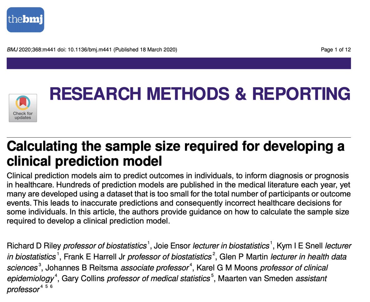 GSCollins's tweet photo. Need help with calculating sample size for your #covid19 prediction model study? Follow our guidance (https://t.co/Bkpgeti9tp, https://t.co/QFPcSHeO36) summarised here (https://t.co/3ElZ2OFyjh). R code is here (https://t.co/MG9ZiBQxT8), &amp; in Stata (‘ssc install pmsampsize') https://t.co/A1o3mcw1Jg
