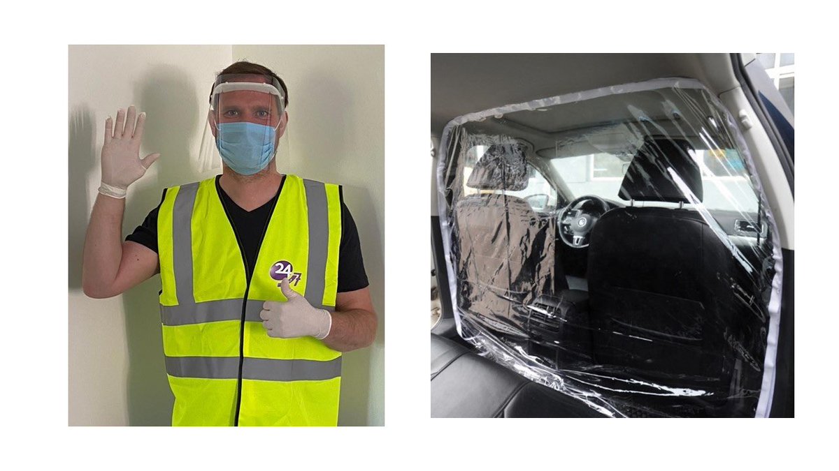 24x7ltd's tweet photo. If your driver or vehicle turn up like this please don’t be sacred,  we’re just trying to keep you safe. please help keep us safe too #schoolsreopening #schooltransport #specialneeds #AutismAwareness #takecare #ppe https://t.co/Rfl9rtTFUE