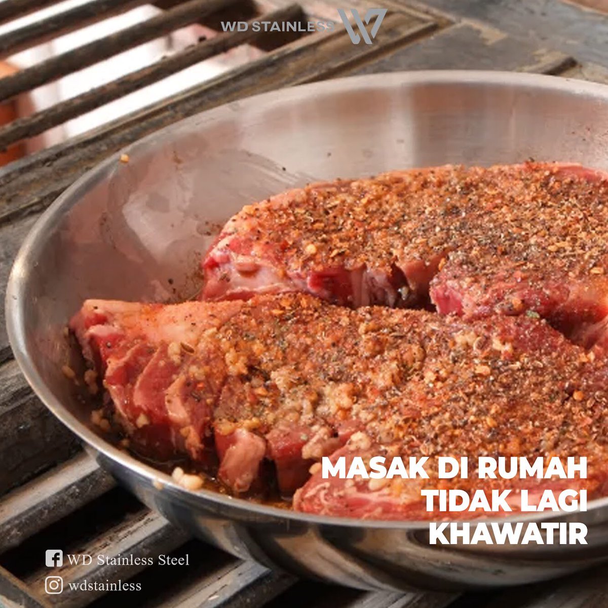 wdstainless's tweet image. Tidak usah khawatir sahabat WD Stainless, kalian tidak perlu repot2 untuk pergi ke restoran mahal lagi.
⠀
Dengan menggunakan peralatan dari WD Stainless Steel, kalian dapat memasak Steak dirumah loh.
⠀
#stainlesssteel #stainlesscookware #cookware #homecooking #cooking