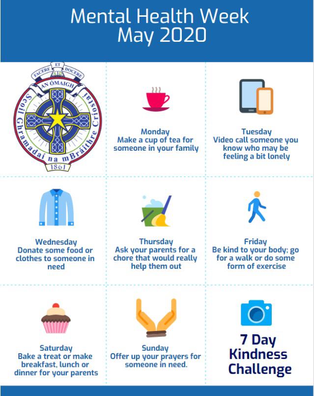 cbsomagh's tweet image. Mental Health Awareness Week begins today with the focus on &apos;kindness&apos; this year. Let&apos;s take part in The 7 day ‘kindness’ challenge. 
Make sure to send photographs or videos of kind acts to fquinn664@c2ken.net or sdarcy572@c2ken.net
#MentalHealthAwareness #Aware