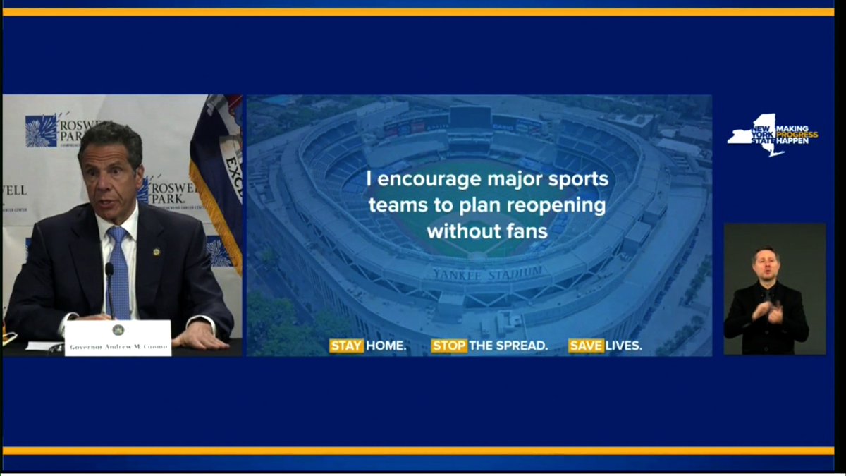 cnnbrk's tweet photo. New York Gov. Cuomo says he has been encouraging pro sports teams in the state to "plan reopenings without fans." Follow live updates: https://t.co/CxEI9Ri3IV https://t.co/smRiXCr6hD