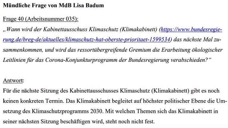 BREAKING: Die Bundesregierung legt das Klimakabinett auf unbestimmte Zeit still. Wie will die Regierung ihrer Verantwortung gerecht werden und alle Krisen bekämpfen? #Klimaschutz