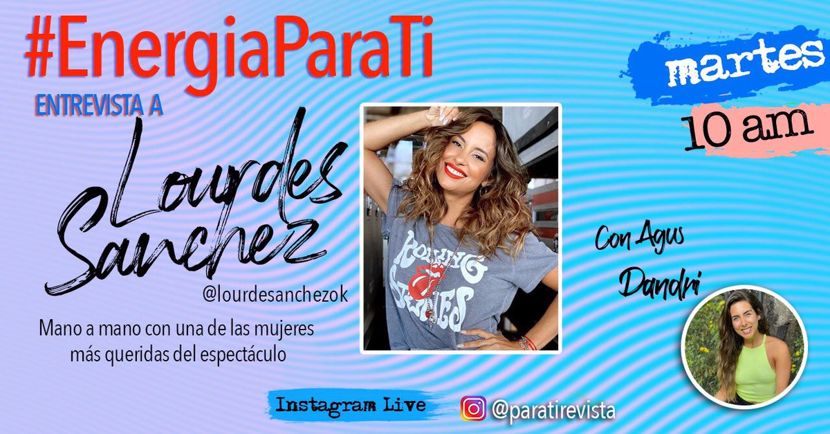 Mañana a las 10 de la mañana no te pierdas otro despertar de #EnergiaParaTi en nuestros vivos de Instagram. <a href="/agusdandri/">Agustina D'Andraia</a> va a entrevistar a <a href="/lourdesanchezok/">Lau</a> una de las artistas más queridas del espectáculo.
.
.
.
.
#mequedoencasa #parati #tendencias