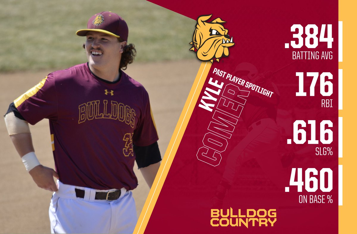 UMDBulldogs's tweet photo. .@UMDBaseball after a one week hiatus, we are continuing with our #PastPlayerSpotlight. Leading off this week is Kyle Comer. Kyle was named to the All-NSIC team in the 2016 season. Below are his career stats! 

#BulldogCountry https://t.co/1JHZDCC3qr