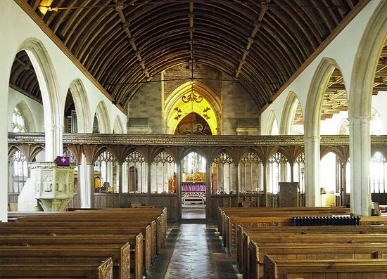 what's cool at Dunster Priory is how the rood screen is in front of the central tower (with earlier arcade responds) showing how the parish had its own chancel in front of the monks' choir