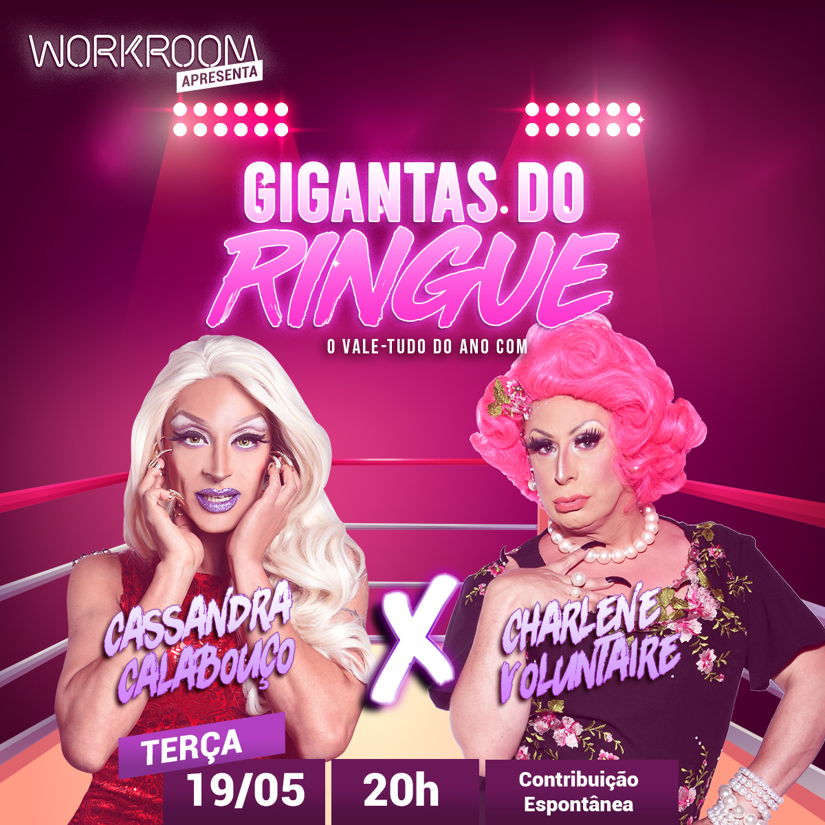 workroombar's tweet photo. Amanhã, a partir das 20h, rola a live Gigantas do Ringue, com ninguém menos que Cassandra Calabouço e Charlene Voluntaire. Vai ser épico! ✨🌈
➡ Durante o evento será possível fazer contribuições espontâneas, que serão repassadas integralmente às artistas! https://t.co/fUhDEWB9ng