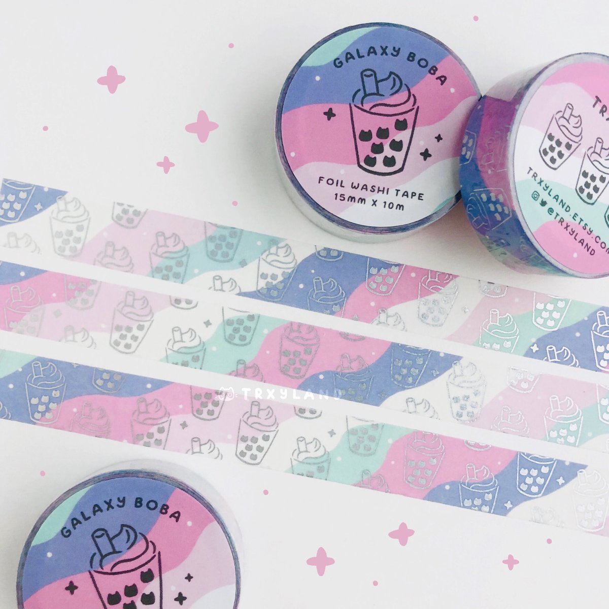Galaxy Boba holo foil washi tape ✨ coming soon to my shop! https://t.co/H5lVzOEUkm 