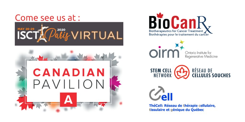 CellCAN_Network's tweet photo. Come see our partners at the Canadian Pavilion Booth A @ISCT2020.

#BioCanRx #OIRM #StemCellNetwork #CanadianPavilion #ISCT2020 https://t.co/rYU2aqAAN7