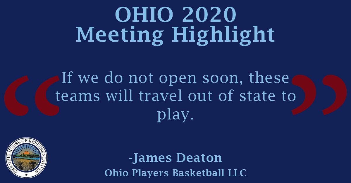 James Deaton with Ohio Players Basketball, LLC, is ready to get his youth basketball program up and running again. To re-watch his testimony before the task force, visit ohiochannel.org/collections/oh…