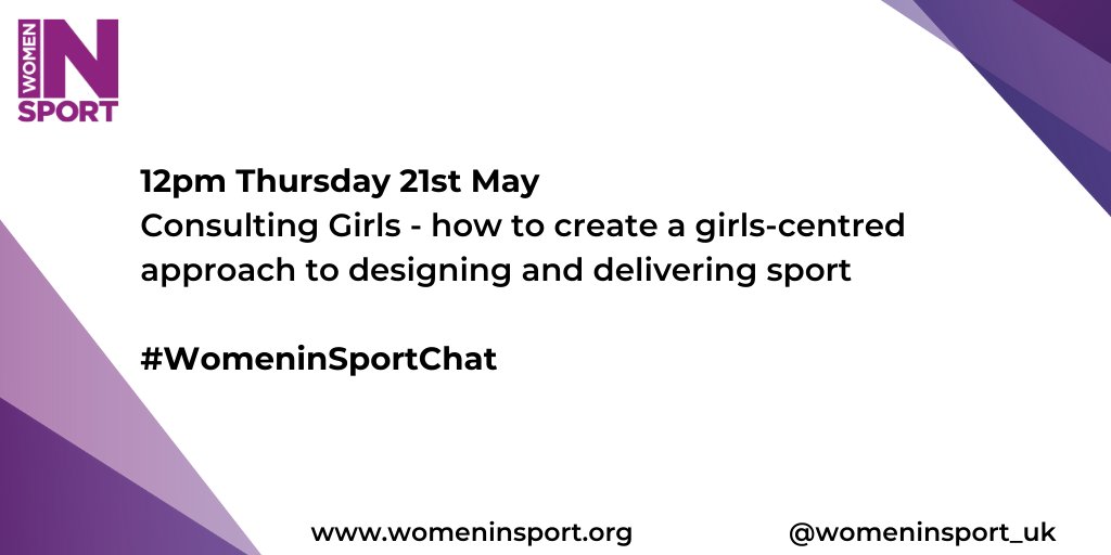 Don't forget it's our #WomeninSportChat today, on how to better consult with teenage girls when designing and delivering sport and activity sessions. 

Join us at 12pm to share your experiences and advice! 

#TwitterChat
