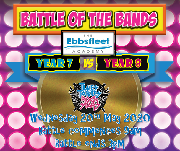 MathsTEA's tweet photo. Year 7 vs Year 8
Battle of the Bands
@ttrockstars
Wednesday 20th May 2020

Our first ever @EbbsfleetAcad TTRS tournament! Who will be victorious?

Let's Rock! https://t.co/hWtLyHpBKM