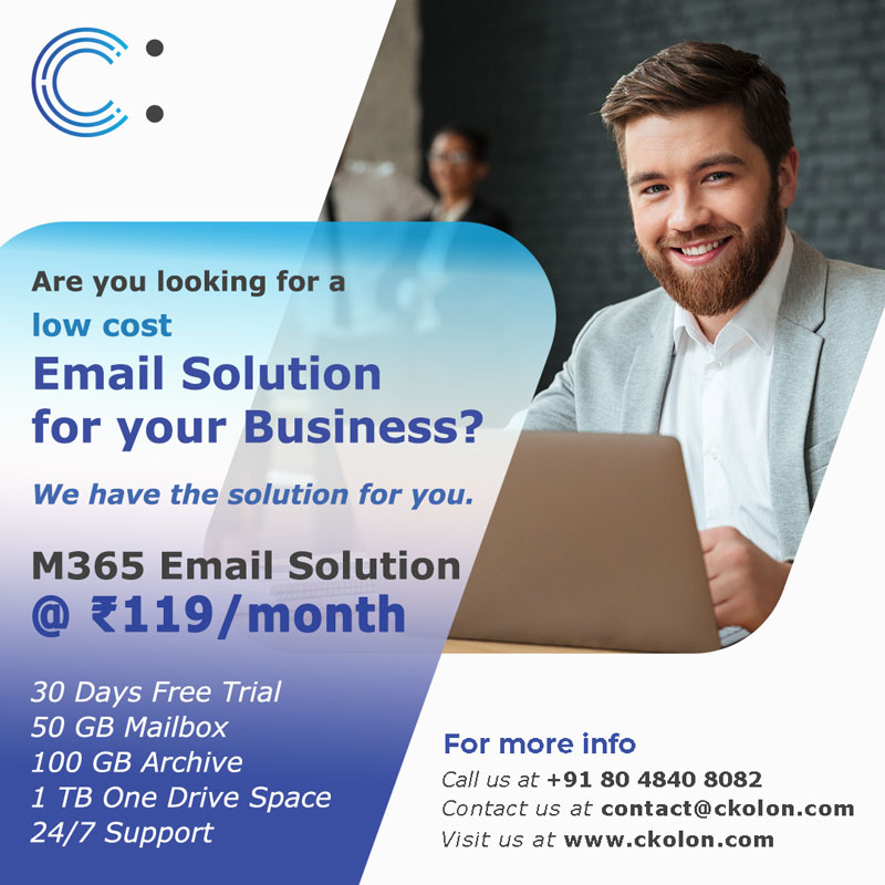 CKolon_IT's tweet photo. Looking for an affordable Business Email solution? #CKolon, an Authorized Partner of #Microsoft, is offering industry-premium M365 Email solution at prices that won't break your budget. Contact us at contact@ckolon.com without any delay. https://t.co/tbEQVtnoQI