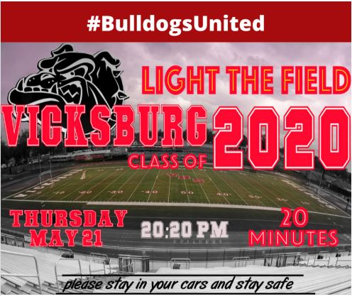 We hoped May 21st would be the Senior’s last day of school and the night of the Senior Honors Reception. COVID-19 prevents these events. TO HONOR THE CLASS OF 2020, we are going to “Light The Field” on MAY 21 starting 20:20 (military time) for 20 minutes. #VHSDagws