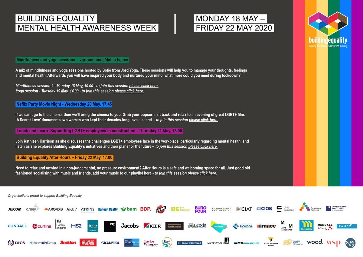 This week is #MentalHealthAwareness Week and this year’s theme is #kindness. It is more important than ever to look after each other and protect our mental health and wellbeing. So we’ve arranged a week full of great events, please get in touch if you want to get involved 🌈🧠🌱