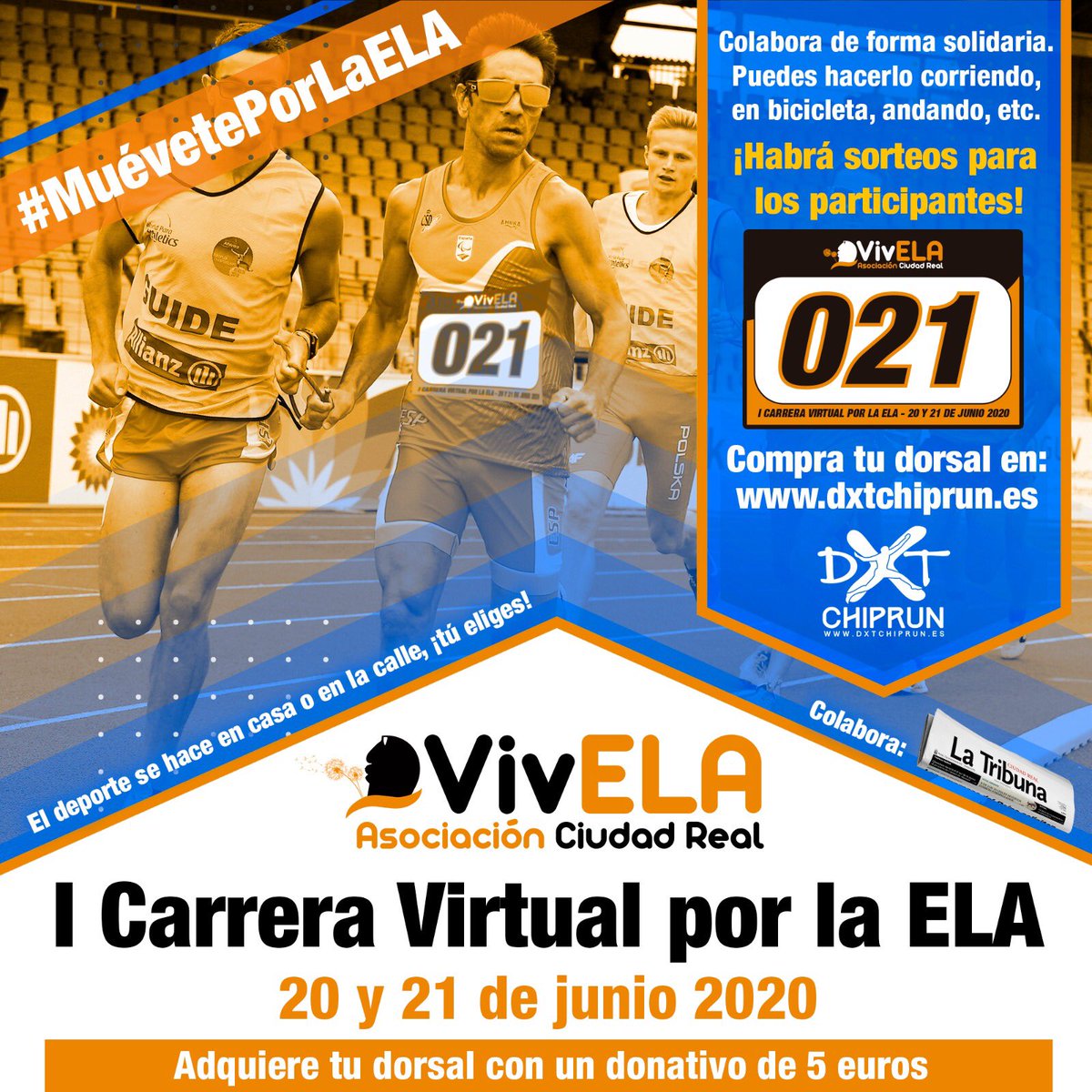😎 Nuestros amigos de <a href="/VivELAasoc/">VivELA Asociación</a> Asociación organizan esta iniciativa solidaria ✌🏻 Vamos todos a colaborar con ellos! 🏃🏻‍♀️🏃🏻 Os esperamos! 📍 dxtchiprun.es 👈🏻