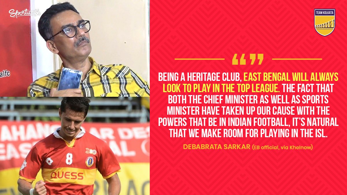 teamkolkataIN's tweet photo. 🤔 WILL THEY, WON'T THEY? There's a lot of confusion around @eastbengalfc 's participation in the @IndSuperLeague next season, but the officials remain optimistic!
📸 @ileagueofficial / Khelnow | #JoyLalHolud #HeroILeague #JoyLaalHolud #ebfans #Football #TeamKolkata #Sportwalk https://t.co/7xgkFyxyah