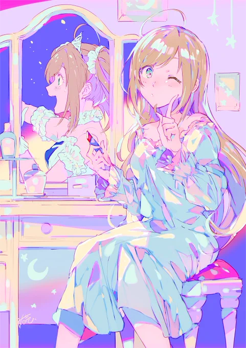 これはセラムンの色味に影響を受けた佐藤心の絵… 