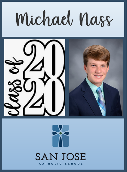 SanJoseCSJax's tweet photo. 8th grade Spotlight of the Day! We are so proud of our 8th graders and are excited to see where their journey leads them. Their presence on our campus will be greatly missed. Congratulations, Class of 2020! #sanjosecatholic #classof2020 #catholicschoolstrong https://t.co/sW1t3MDzpZ