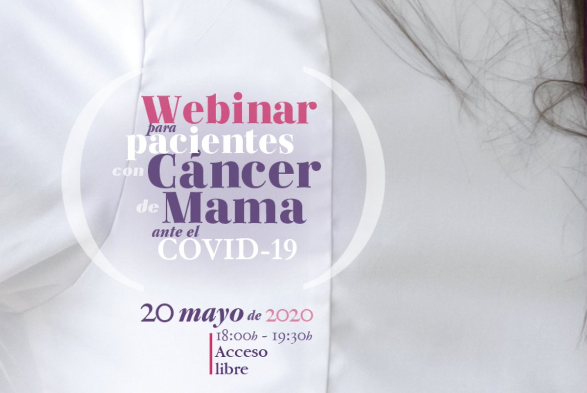 SalutProject's tweet photo. ¿Cómo afecta el #COVID19 a las pacientes de #CáncerDeMama?
@GEICAM y @FECMA_ organizan este miércoles, 20 de mayo, un webinar donde abordarán este tema.
➡️Es de acceso libre. 
➡️Puedes enviar tus preguntas por adelantado aquí: https://t.co/7vCIOlWVlb
.
.
#SalutProject #oncología https://t.co/r01qNpGajX